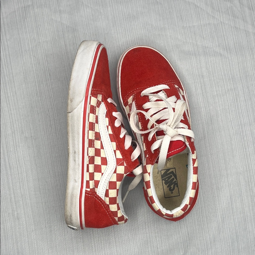 Vans Kids Red and White Checkered Sneakers